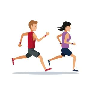 A cartoon vector of a couple of joggers.