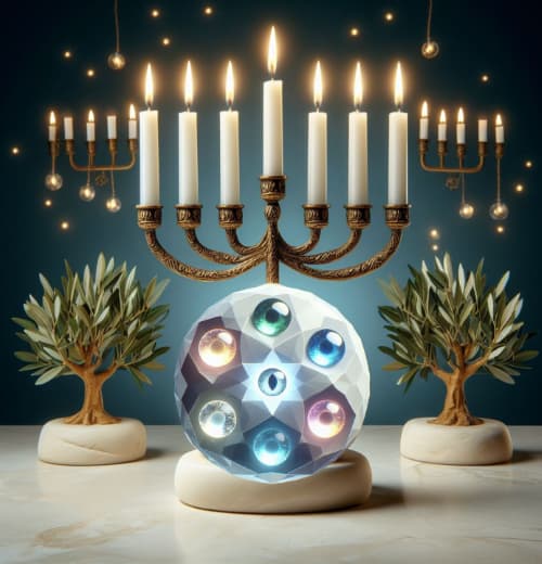 Seven eyes on a stone place before Joshua the high priest in Zechariah 3. Collage of AI generated images created with assistance from Microsoft Pilot on 05212024.